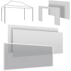 FRANKYSTAR Komplettset Für Pavillon 3x4m: 2 Seitenvorhänge 4,5 + 1 Seitenvorhang 3m + Türvorhang + Moskitovorhang Weiß