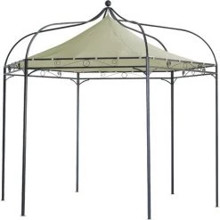 DEGAMO Pavillon MODENA 6-eckig, Stahl Schwarz, Plane PVC-beschichtet écru