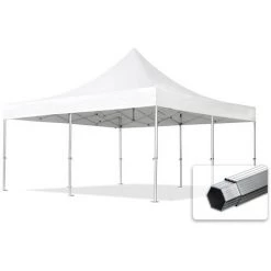 PROFIZELT24 ALU Pavillon Faltpavillon 5x5m Ohne Seitenteile Robust Und Wasserdicht PROFESSIONAL Partyzelt Weiß Feuersicher