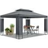 Juskys Pavillon Capri 3x4m Mit Doppeldach - Wasserabweisend & Stabil - Garten Feiern & Feste - Partyzelt Gartenpavillon Gartenzelt Outdoor Grau